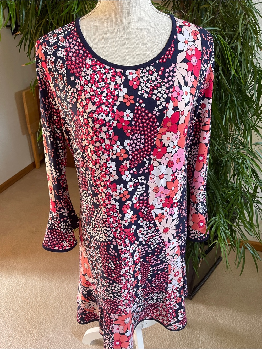 Michael Kors Floral Patchwork Dress Pink & Navy
